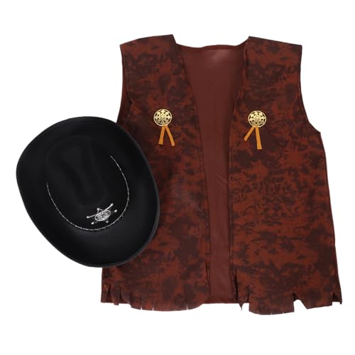 JOINPAYA 2 Stück Jeans Themenkleid Kleiner Cowboyhut Outfit Mit Westthemen Cowboy -weste Cowgirl -kostüm -outfit Cowboy-partyhüte Cowboyhut Für Erwachsene Westliches Anziehen Stoff von JOINPAYA