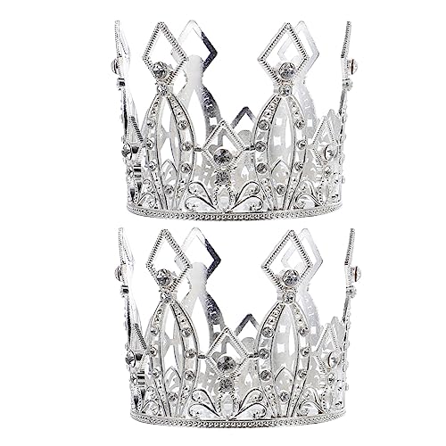JOINPAYA 2 Stück Kuchen Krone Topper Pastell Geburtstagsdekorationen Hochzeit Tiara Korona Kuchendeckel Gold Klein Mini Die Dessert- Kuchenverzierung Backen Zinklegierung Silver von JOINPAYA