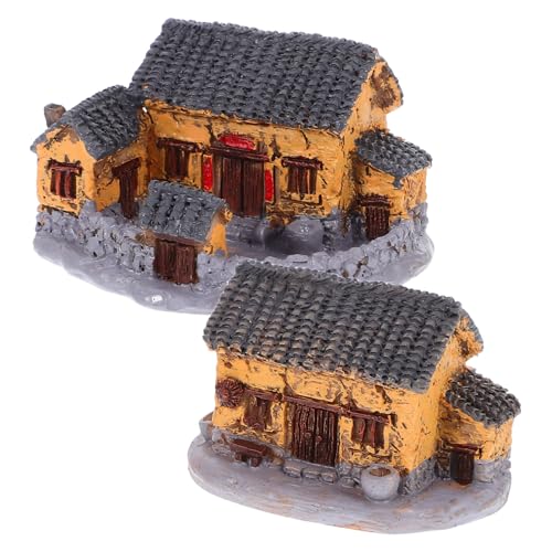 JOINPAYA 2 Stück Mikro-Landschaftshaus deko Mini-Hütte Dorfhäuser kleine Häuser zum Basteln Handwerk DIY Miniaturhaus Gartenszene winziges mit Veranda Harz von JOINPAYA