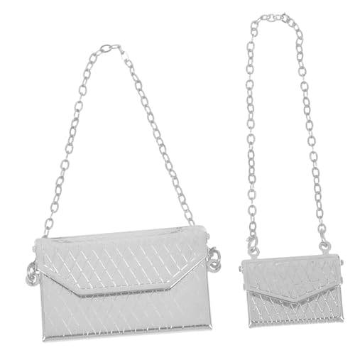 JOINPAYA 2stücke Miniatur Dollhouse Metalltaschen Zubehör Für -landschaften Stilvolle Kleine Handtaschen Silber Groß Klein von JOINPAYA