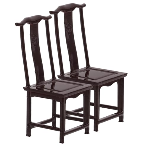 JOINPAYA 2 Stück Mini-Stuhlmodell winzig Miniaturszene Puppenhausmöbel Artikel Miniaturen für kinderspielzeug Mini-Vintage-Stuhl Miniatur-Vintage-Stuhlmodell Abs Dark Brown von JOINPAYA