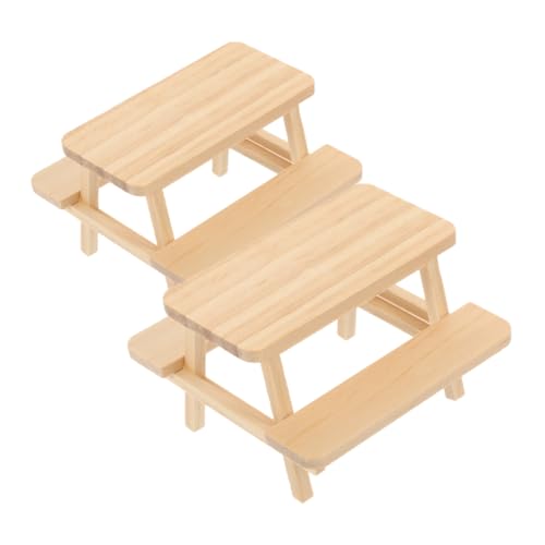 JOINPAYA 2 Stück Mini-Tisch und Stuhl aus einem Stück Mini-Puppenhausmöbel Puppenhaus-Möbeltisch Miniatur Lärm holzspielzeug puppenmöbel Zubehör für Puppenhäuser Puppenhaus-Außenmöbel von JOINPAYA