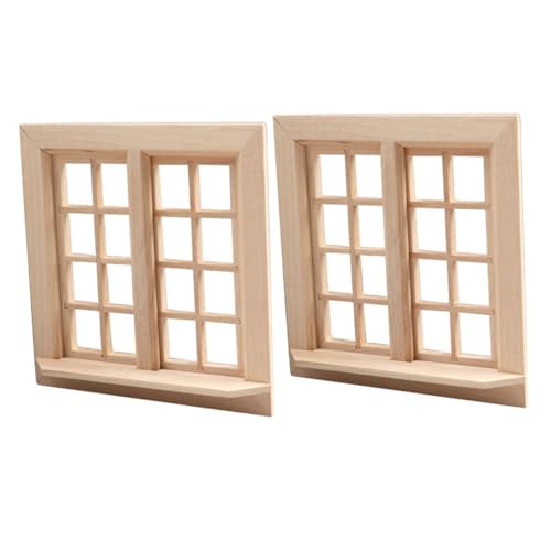 JOINPAYA 2 Stück Mini-Tür- und Fenstermodell puppenhaus Einrichtung Puppenhaus Zubehör Puppenhaus Basteln Dekoration Häuser Miniaturen Puppenhaus-Möbelfenster Miniaturfenster hölzern Khaki von JOINPAYA