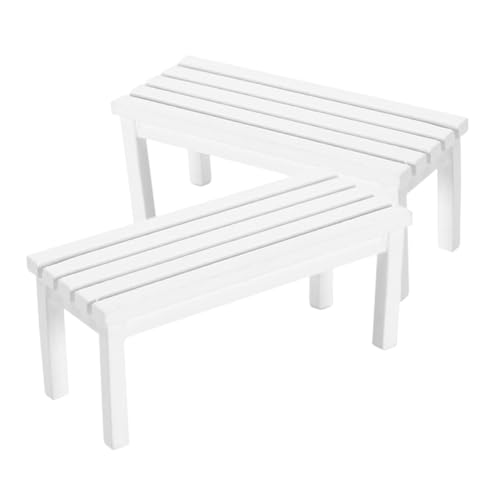 JOINPAYA 2 Stück Mini-parkstuhl Miniatur Puppe Bänke Klein Feengartenstuhl Minibankverzierung Mini-hausbedarf Simulations-minibank Mini-gartenparkbank Mini-hausschmuck Mini -Bank Weiß Birke von JOINPAYA
