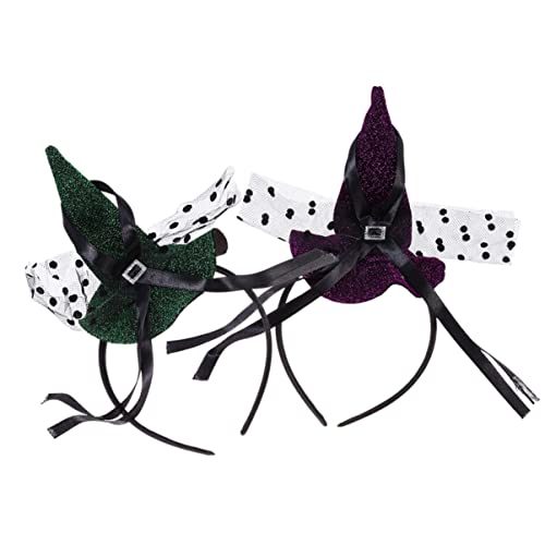 JOINPAYA 2 Stück Modestirnband Halloween -hüte Halloween-stirnband- Halloween-hüte Für Frauen Cosplay-hexen-stirnband Halloween-hexenhut-kopfbedeckung Green Stoff von JOINPAYA