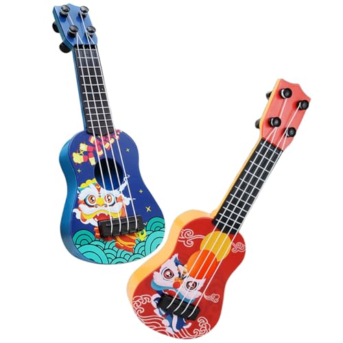 JOINPAYA 2 Stück Musikinstrument Mini Ukulele für Anfänger Cartoon Design Leicht und Handlich für Geburtstagsgeschenke Leuchtende Farben für Gute Laune von JOINPAYA