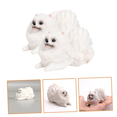 JOINPAYA 2 Stück Pomeranian Hundemodelle Detailgetreue Simulation Dekorative Hundefiguren für Pädagogisches Hundespielzeug Lebensechte Hundeskulpturen für Tisch und Garten von JOINPAYA