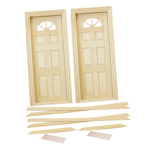 JOINPAYA 2 Stück Puppenhaus Kekstür Mini-holztüren Zum Basteln Miniatur-Fenster-tür- Puppenhaus-miniaturmöbel Puppenhausbauzubehör Miniatur -holztür Minitür Miniaturtür Beige Hölzern von JOINPAYA