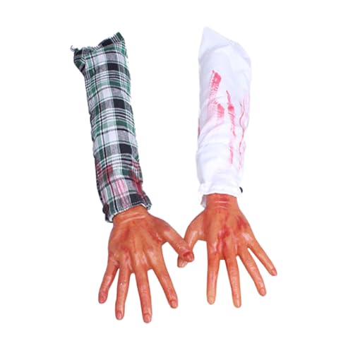 JOINPAYA 2 Stück Realistische Halloween Deko Abgetrennte Falsche Hände mit Gruselige Künstliche Hand Requisiten für Spukhaus Party und von JOINPAYA