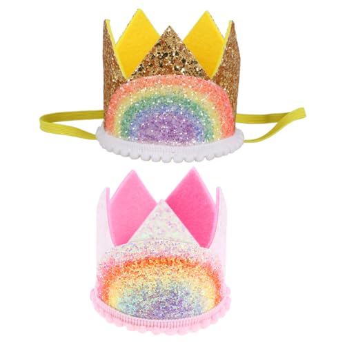 JOINPAYA Schicke Geburtstagsmütze Für Kinder 2 Stück – Foto-requisiten Mit Mini-regenbogen-kronen-stirnband Für Den Geburtstag von JOINPAYA