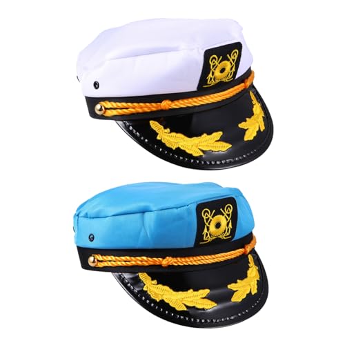 JOINPAYA 2 Stück Sailor Captain Hut Kostüm Mütze Verstellbar Atmungsaktiv Leichte Seemannsmütze für Erwachsene Halloween Party Cosplay Bühnenauftritt von JOINPAYA
