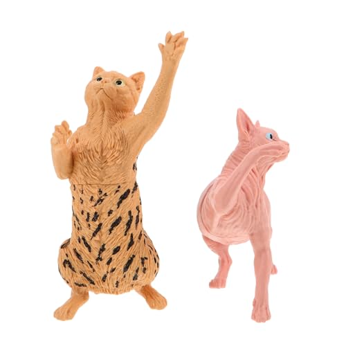 JOINPAYA 2 Stück Simulierte haarlose Katzenspielzeuge Katzen-Actionfiguren simuliertes Katzenmodell Katzenfiguren Katzentierspielzeug Modellkatze Tiermodell aus Kunststoff Plastik von JOINPAYA