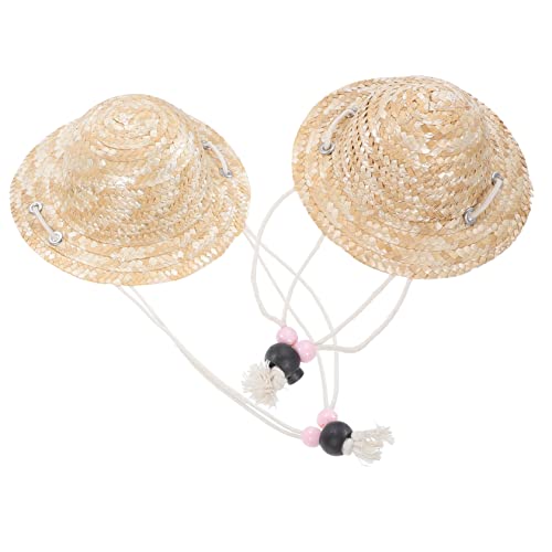 JOINPAYA 2 Stück Strand-Strohhut Strohhüte Mini kreative Hutverzierung Mikro-Landschaft-Hut-Ornament Gewebtes Hutdekor kleine hüte Foto -Prop -Zubehör Hut basteln von JOINPAYA