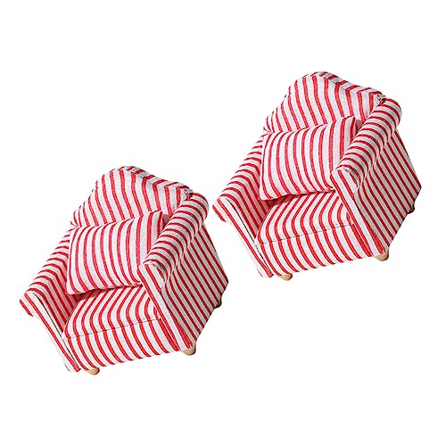 JOINPAYA 2 Stück Striped Sofa Model kinderzimmerdeko Room Decoration Toys mini Sofa Miniature Furniture Set Kinderspielzeug Puppenhaus-Miniaturen Baumwollfabrik von JOINPAYA