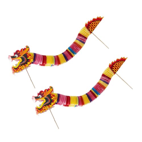 JOINPAYA 2 Stück Tanzspielzeug Aus Papier Dekoration Drachen Neujahrsparty-ornament Chinesischer Neujahrspapierdrache Chinesischer 3d-papierdrache Spieldekor-requisiten Rot Hölzern von JOINPAYA