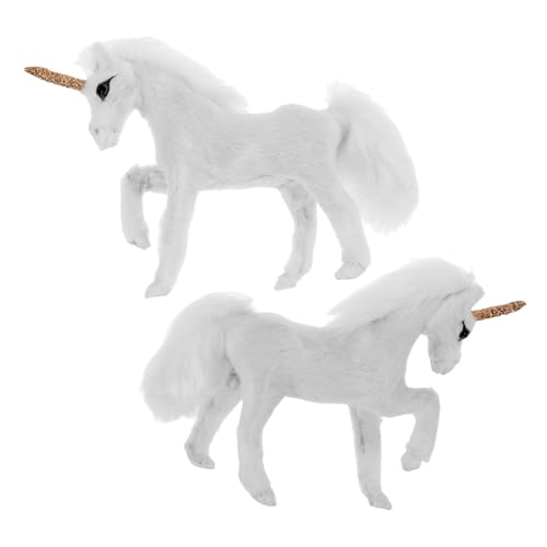 JOINPAYA 2 Stück Teiliges Einhorn- Realistische mit Weichem Kunstfell Dekorative Miniatur-Ornamente für Zuhause Vielseitige Fotorequisiten Handliche für Einfache Dekoration von JOINPAYA