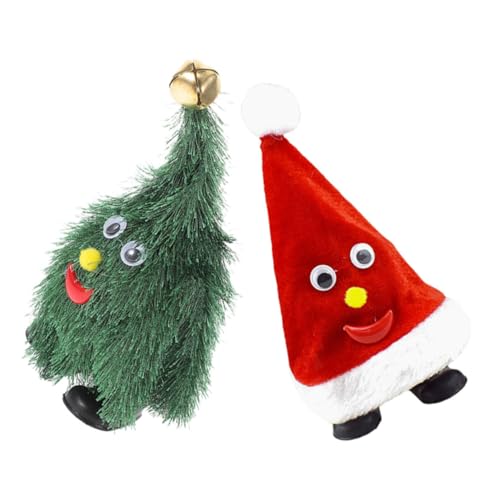 JOINPAYA 2 Stück Teiliges Tanzender Rotierender Weihnachtsbaum und Animierter Weihnachtsmütze Plüschspielzeug mit Musik Interaktive Weihnachtsdekoration für Festliche und Familienfeier von JOINPAYA