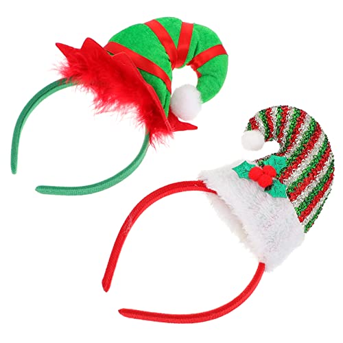 JOINPAYA 2 Stück Weihnachts Stirnband Beanies Urlaubs Stirnbänder Für Frauen Weihnachtsstrumpf Mütze Lustige Weihnachtsparty Weihnachts Kopfbedeckung Pailletten Stirnband von JOINPAYA