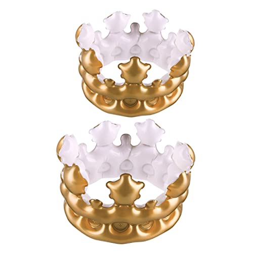 JOINPAYA 2 Stück aufblasbare PVC-Spielzeuge Aufblasbares Babykostüm königlich Krone anziehen Neon igelkostümkinder fashing costume dekorative Geburtstagshüte Party-Deko-Hüte Golden von JOINPAYA