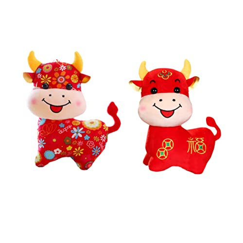 JOINPAYA 2 Stücke Jahr des Ochsen-Maskottchens Animal Figures Toy neujahrsgeschenk kindergeburtstags mitgebsel Tierfigur Maskottchen des neuen Jahres Jahr der Ochsenpuppe Babysamt von JOINPAYA