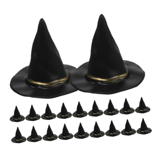 JOINPAYA 20 Stück Hexen Hut halloween dekoration halloween party spiele Puppenhaus-Miniaturen kleiner Hexenhut Halloween-Hüte Mini gewebter Hut Mini-Puppenhauszubehör Plastik Black von JOINPAYA