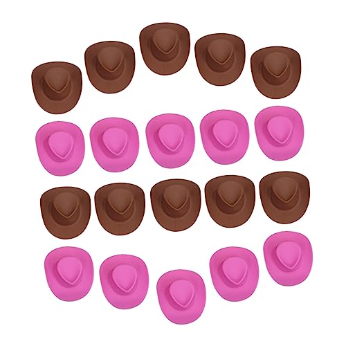 JOINPAYA 20 Stück Hut Für Minihauspuppe Cowgirl-Hut Winzig Kleiner Hut Kleine Cowboyhüte Western-Cowboy-Hut Kleine Hüte Cowboy-Partyhut Miniatur Westernhut Puppe Cowboyhut Spitze Plastik von JOINPAYA