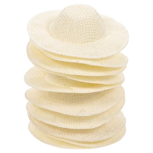 JOINPAYA 20 Stück Mini-Hut Gewebter Hut Mini-hüte Für Puppenhäuser Gewebter Bastelhut Kreative Hutverzierung Puppenhaus-minihut Puppenhaushut Foto Requisite Minihüte Zum Basteln Stoff Beige von JOINPAYA
