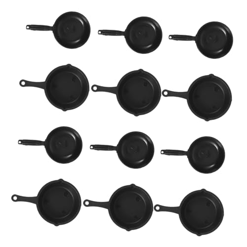 JOINPAYA 20 Stück Miniatur-Wok kochgeschirr Puppenhausküchenzubehör Spielzeugkochpfanne Puppenhauskochgeschirr Puppenhaus Dekoration Küchenspielzeug Mini-Pfanne Abs Black von JOINPAYA