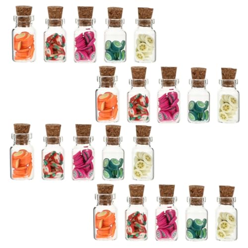 JOINPAYA 20 Stück Simulierte Obstkonserven Miniatur-obstflasche Dolly House Obstkrug Mikro-Layout-Dekorationen Mini-küchenornamente Puppenhaus-Ornamente Essensspielset Miniaturen Glas von JOINPAYA
