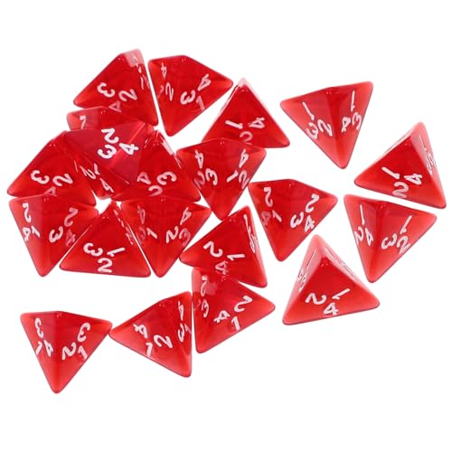 JOINPAYA 20 Stück Transparenter Roter Tischspielwürfel 4-seitiger Einseitig Spiel D4 Flecken Spots-würfelspiel Klare Leere Acryl von JOINPAYA