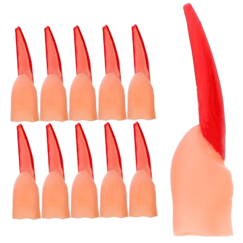 JOINPAYA 20 Stück gefälschte lustig Streich Klaue klein Fingerkrallen Halloween schminke Halloween Make up Fake Nails Fingernagel für Cosplay Maskerade -Requisiten Plastik rot von JOINPAYA