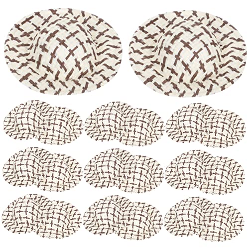 JOINPAYA 20 Stück geflochtener Strohhut bastelset bastelzeug für geburtstagsmitgebsl kinderf Toy winzig Mini Puppenmütze selber Machen kleine Hüte für Puppen Stoff Coffee von JOINPAYA