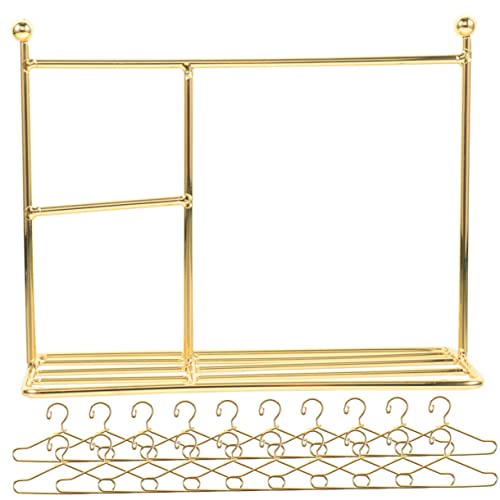JOINPAYA 21 Stück Teiliges Mini Kleiderständer aus Goldenem mit Mini Kleiderbügeln Puppenkleiderständer zur Aufbewahrung und Präsentation von Puppenkleidung für Puppenhaus und Bjd Kleidung von JOINPAYA