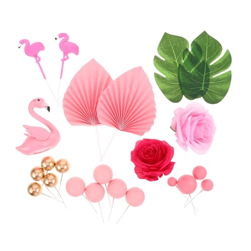 JOINPAYA 23 Stück Hawaii-Partydekorationen Flamingo -Dekorationen Hawaii-Geburtstagsdekoration hawaiianische Dekorationen für Partys tropischer Kuchendeckel Schaum Rosa von JOINPAYA