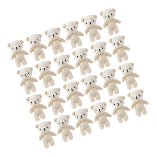 JOINPAYA 24 Stück Bärenanhänger bär deko Charms anhänger Kuscheltiere für den Schlüsselanhänger Anhänger für Rucksäcke hängende Mini-Bärenfiguren Stofftier Bär PP Baumwolle Weiß von JOINPAYA