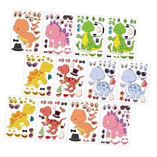 JOINPAYA 24 Stück Dinosaurier-Puzzle-Aufkleber Puzzlematte Party-Dinosaurier-Aufkleber Party Bevorzugt Aufkleber Dekorative Puzzle-Aufkleber Aufkleber-Puzzle Kupferplattenaufkleber von JOINPAYA