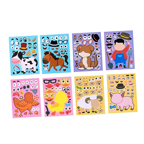 JOINPAYA 24 Stück Tier- -Aufkleber Aufkleber Mix-and-Match-Aufkleber Tierischer Aufkleber Tiergesichtsaufkleber Aufkleber Mit Tiergesichtern Aufkleber Colorful von JOINPAYA