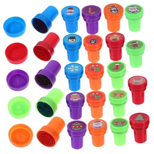 JOINPAYA 24 Stück Weihnachtsstempel bastelset basteln für bastelsets für Christmas Dekoration weihnachtsdeko bunter Stempel Cartoon-Stempel Malstempel Plastik von JOINPAYA