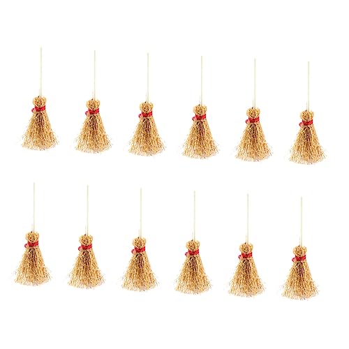 JOINPAYA 25st Kleiner Besen Gartenbesen Halloween Bausatz Blätter Mit Einem Besen Fegen Puppe Miniatur Hexenbesen Hexen Besenstiel Strohbesen Camper Hexenparty Khaki Holz von JOINPAYA