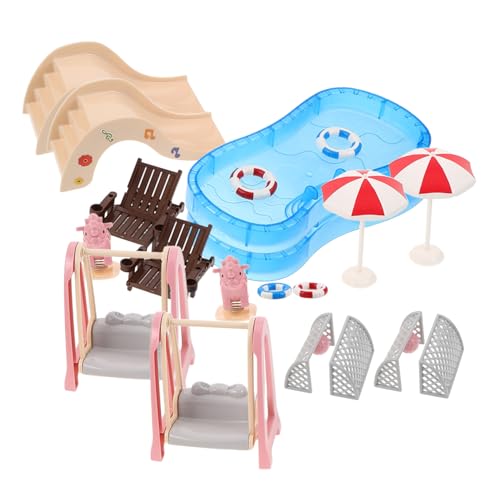 JOINPAYA 2Sätze Miniatur Puppenhaus Zubehör Set Schwimm und Freizeitpark Spielset Tragbare Möbel für Puppenhäuser Vielseitige Kompatibilität und Detaillierte Verarbeitung von JOINPAYA