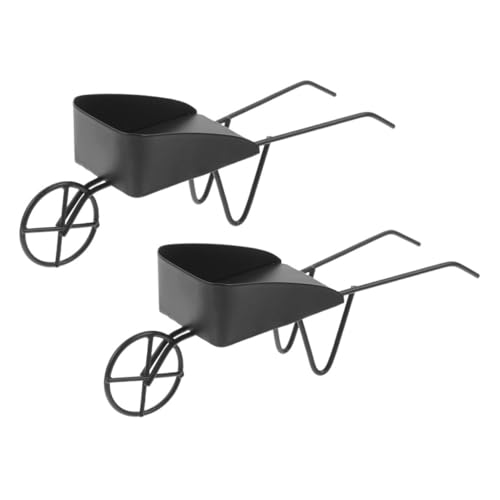 JOINPAYA 2St Mini-Eisenwagen Reisemobil Tassenregal Schwenkbares Tablett für Getränkehalter im Auto kleines Einrad puppenhaus deko Puppenhaus-Miniaturen Puppenhaus kleine Schubkarren Black von JOINPAYA