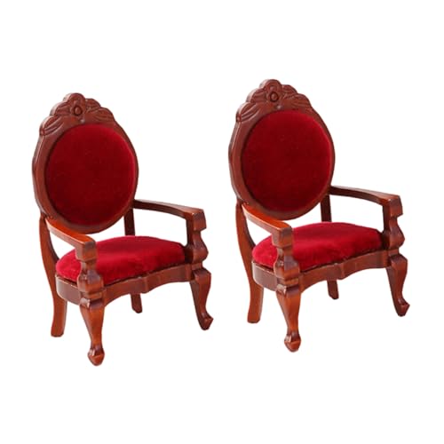 JOINPAYA 2St Mini-Stuhl Minikamera Häuser Vintage-Sofa winzige Möbel Miniatur Couch Puppenhaus holzstuhl puppenstubenmöbel Kinderzimmer Dekoration Musterstuhl roter Modellsessel hölzern von JOINPAYA