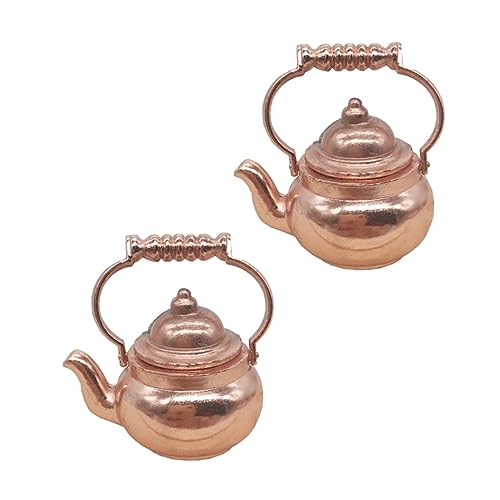JOINPAYA 2St Mini-Wasserkocher-Modell mini küchengeräte Mini kitchenware nautische Miniaturfiguren -Laufstall Geste Auto Henne Simulation Wasserkocher Mini-Teekannen-Kit Messing Golden von JOINPAYA