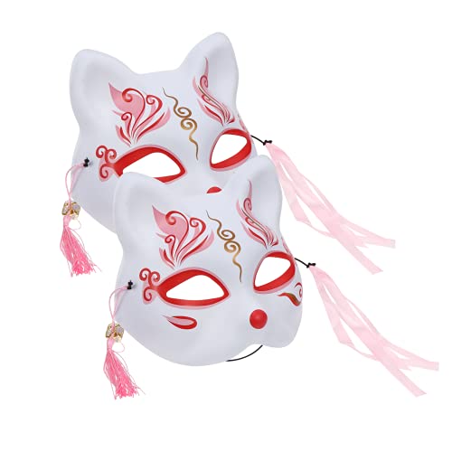 JOINPAYA 2St Sakura-Fuchs-Maske Abdeckung trockene Augenmaske Ball Abschlussball Augenkostüm Kunstmaske Gasmaske halloween costume halloween kleidung Party-Maske Cosplay-Maske Plastik rot von JOINPAYA