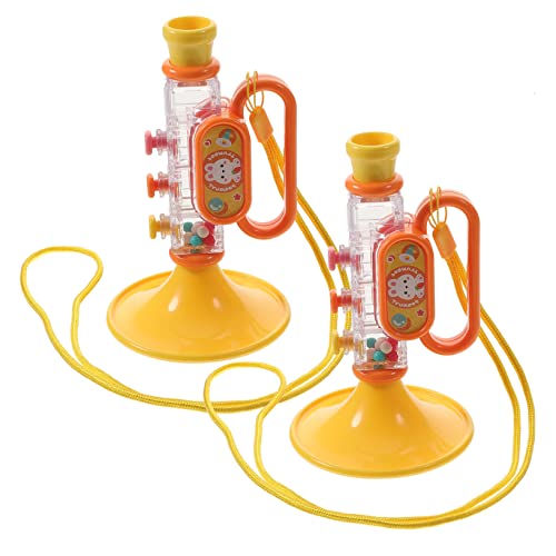 JOINPAYA 2St -Trompete kinderinstrumente musikinstrumente trompete musikspielzeug lebensechte kleine Trompete kreatives kleines trompetenspielzeug Plastik Yellow von JOINPAYA