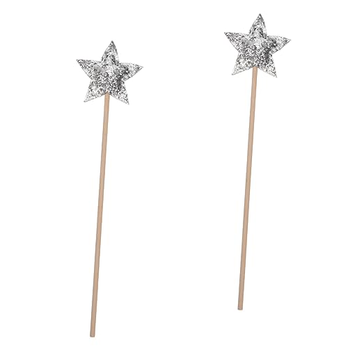 JOINPAYA 2St Zauberstab Zauberstäbe für Mädchen Fee Cosplay Requisiten silberner Sternenstab Fairy Wand Party zubehör Kinder Mädchen Stern Zauberstäbe Party-Fee-Zauberstäbe hölzern Silver von JOINPAYA