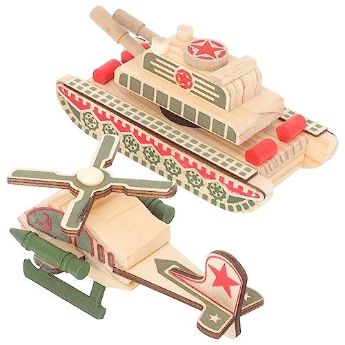 JOINPAYA 2Stücke Holz Militärspielzeug Modell Hubschrauber Und Panzer Holzspielzeug Für Jungen Und Kreatives Für Jahren von JOINPAYA