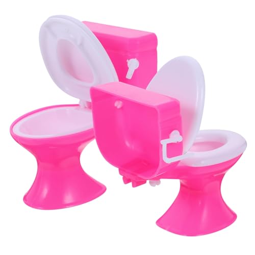 JOINPAYA 2Stücke Puppentoilette Lustige Toilettenspielzeuge Für Cupcake Topper Oder Puppenzubehör Simulierte Toiletten Im Pinken Design Interessantes Kinderspielzeug von JOINPAYA
