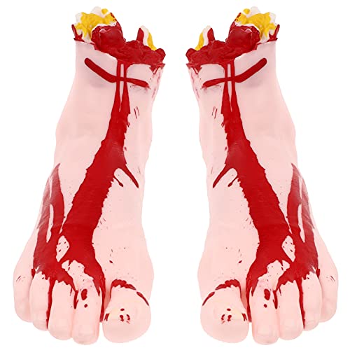 JOINPAYA 2st Halloween Blutige Hand Halloween- Halloween-bälle Tierische Hausschuhe Halloween-Requisite Füße Stütze Gruseliger Falscher Fuß Kostüm Gefälscht Streich Vinyl von JOINPAYA