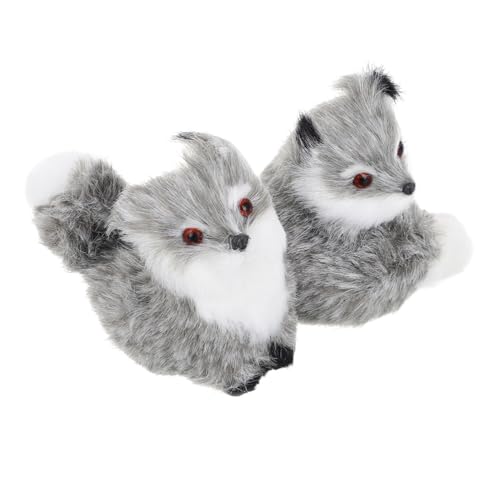JOINPAYA 2st Kleine Fuchsverzierung Simulation Plüschtiere Waldtierfiguren Plüschtier Fuchs Kuscheltiere Aus Dem Wald Simulationstiere Fuchs-Ornament Fuchsplüsch Tierornament Grey Kunstfell von JOINPAYA